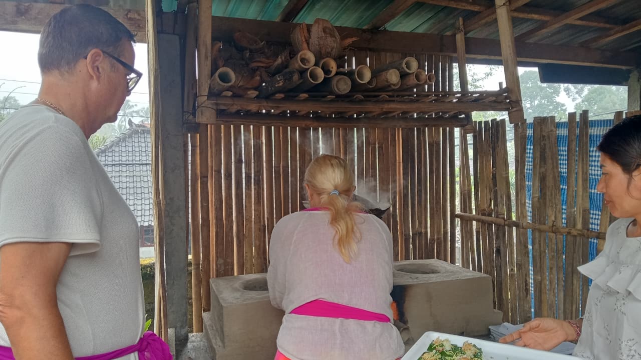 Cooking over traditional woodfire stove