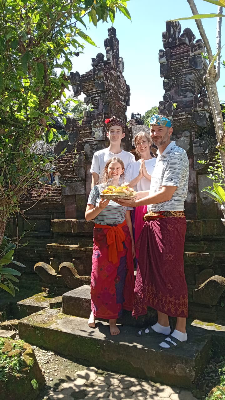 Family at temple